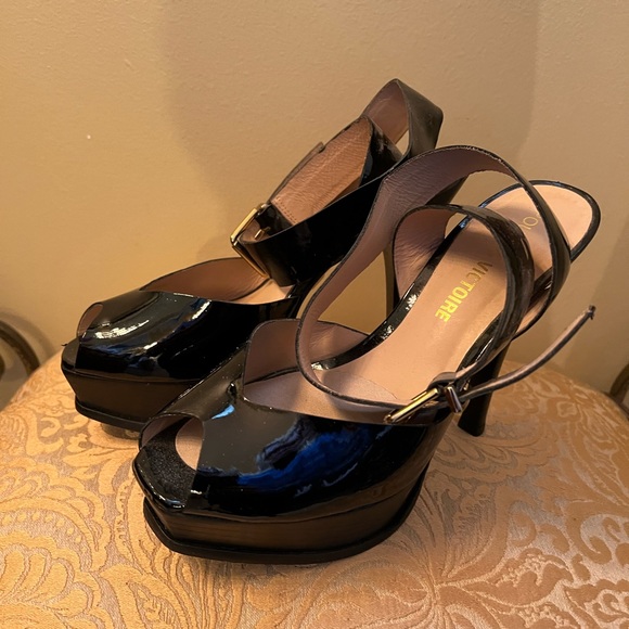 Beautiful pour la Victorie black patent platform shoes size 6 1/2 - Picture 2 of 6